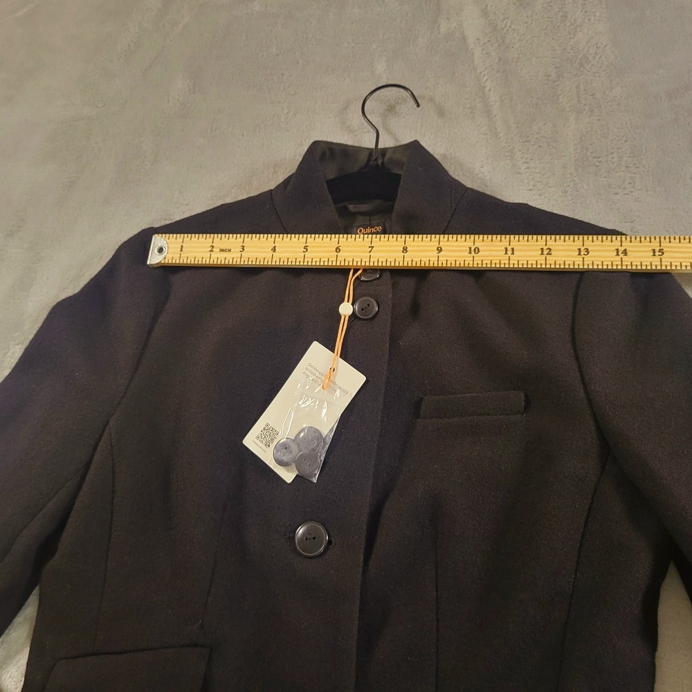 Quince Womens XS NWT Italian Wool Stand Collar Blazer Black Preppy Career Solid - Picture 9 of 15